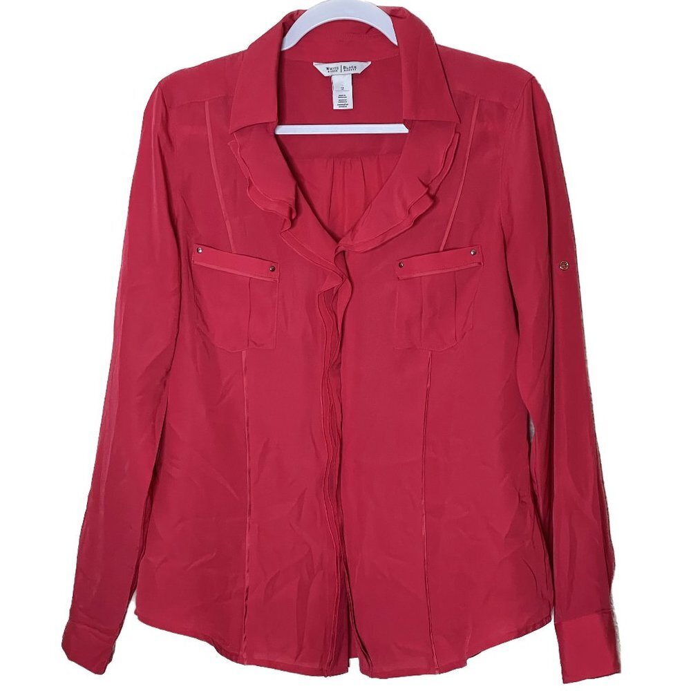 WHBM Fuchsia Red Button Down Blouse Size 12